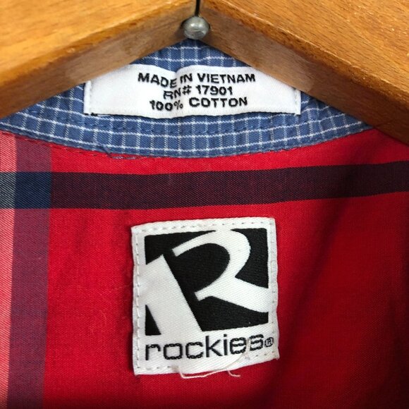 Vtg Rockies Women's Western Button Down Top Sz Large? Sleeveless Crop Plaid - Picture 3 of 8